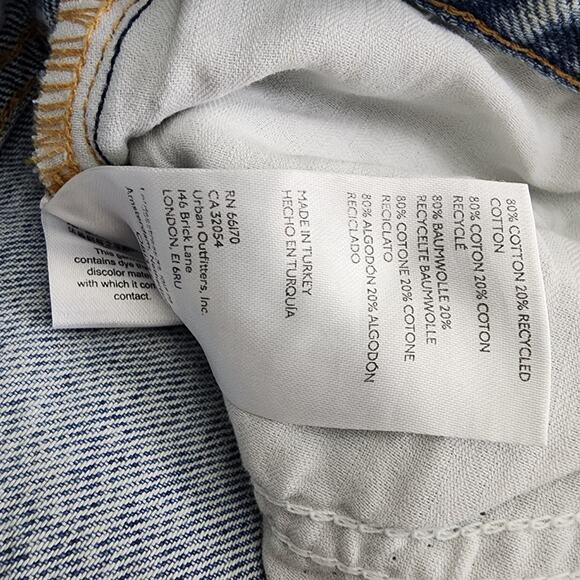 Free People Distressed Light Blue Denim Button Fly Straight Leg Jean - Picture 12 of 13